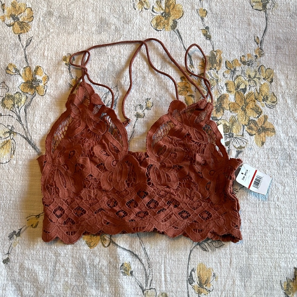 Free People Adella Longline Crochet Lace Bralette Size XS